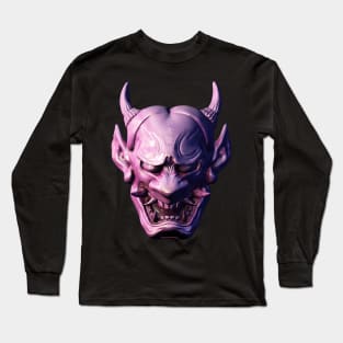 Pink Japanese Hannya Mask Long Sleeve T-Shirt